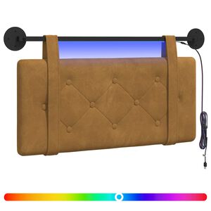 vidaXL Testiera sospesa Con luce LED Marrone Velluto