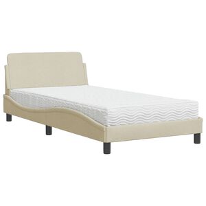 vidaXL Letto con Materasso Dover Crema 100x200 cm in Tessuto