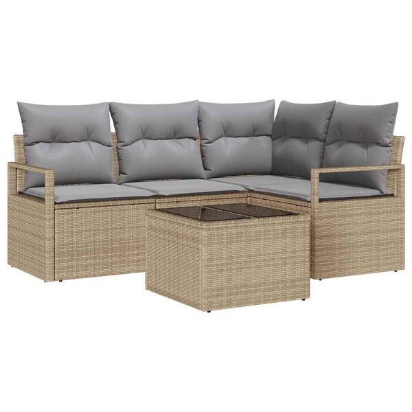 vidaXL Set di divani 5 pcs Beige e Grigio Chiaro polyrattan