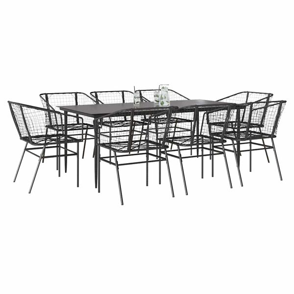 vidaXL Set da Pranzo da Giardino 9 pz Polyrattan Vetro