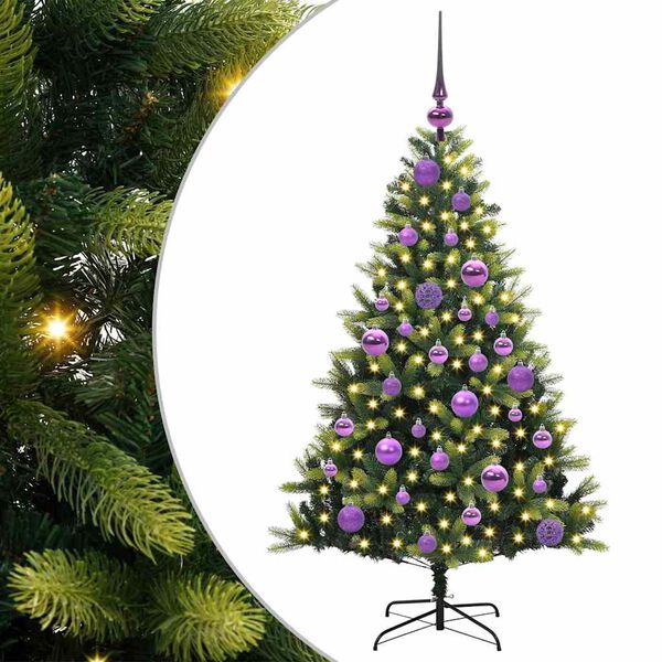vidaXL Albero di Natale Artificiale Pieghevole 150 LED Verde 120 cm