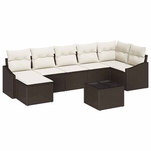vidaXL Set Divano da Giardino 8 pcs Marrone e Crema polyrattan