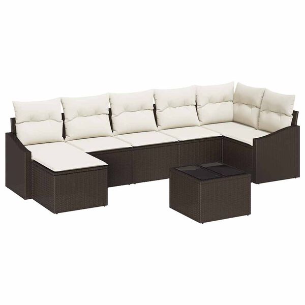vidaXL Set Divano da Giardino 8 pcs Marrone e Crema polyrattan