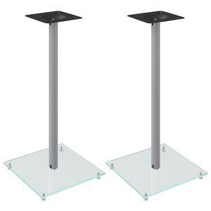 vidaXL Pedane Casse 2pz Argento Vetro Temperato Design a 1 Pilastro