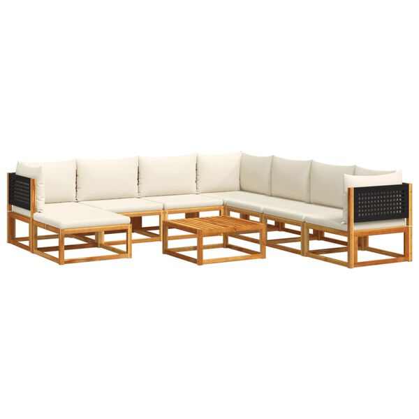 vidaXL Set di divani da giardino 9 pezzi con cuscini in legno di acacia e rattan