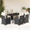 vidaXL Set da Pranzo da Giardino 7 pz Nero con Cuscini in Polyrattan
