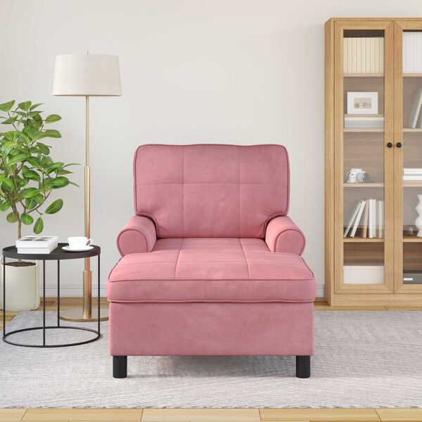 vidaXL Chaise Lounge con cuscino Rosa 91 x 157 x 91 cm Velluto