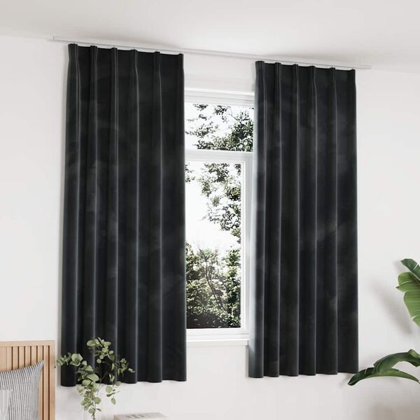 vidaXL Tende Oscuranti con Ganci 2 pz Antracite in Velluto 140x175 cm