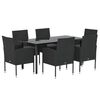 vidaXL Set da Pranzo da Giardino 7 pz Nero con Cuscini in Polyrattan