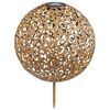 HI Lampada Solare a LED per Esterni Sfera 28,5 cm in Metallo Marrone