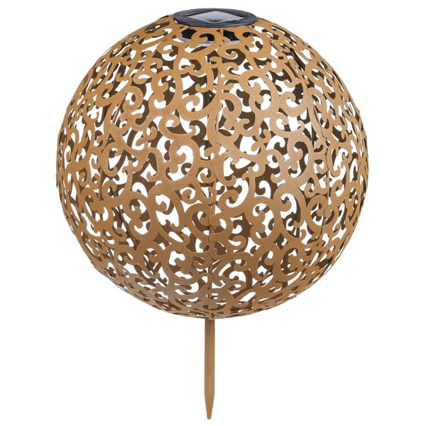 HI Lampada Solare a LED per Esterni Sfera 28,5 cm in Metallo Marrone