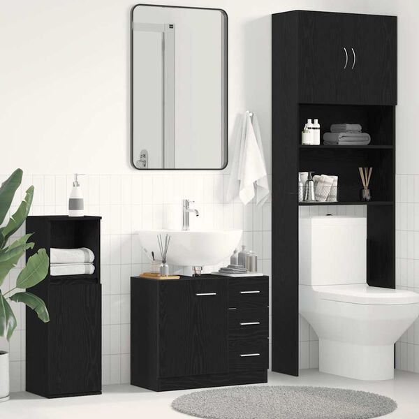 vidaXL Mobile Lavabo Rovere Nero 63x30x54 cm in Legno Multistrato