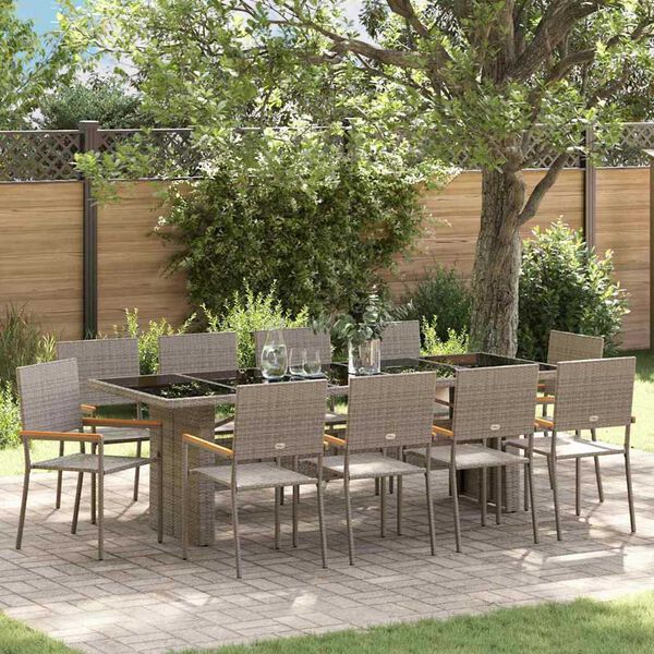 vidaXL Set da Pranzo per Giardino 11 pcs Grigio polyrattan