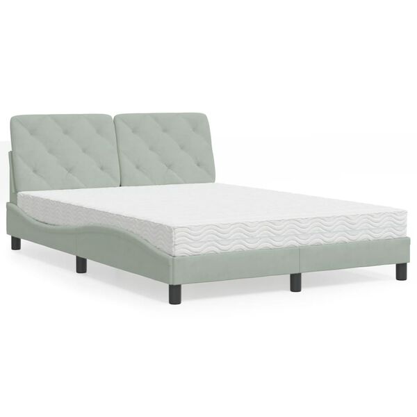 vidaXL Letto con Materasso Grigio Chiaro 140x190 cm in Velluto