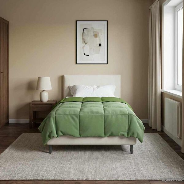 vidaXL Piumone Completo Annuale Verde 155 x 200 cm Microfibra