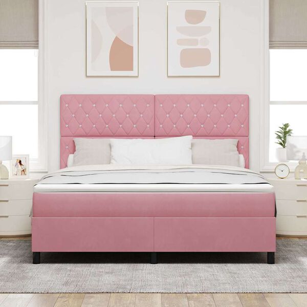 vidaXL Letto a molle con materasso Rosa 180 x 200 cm Velluto
