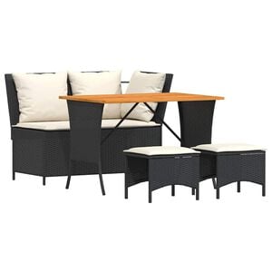 vidaXL Set da Pranzo da Giardino 4 pz con Cuscini Nero in Polyrattan