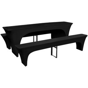 vidaXL 3 Fodere Elasticizzate Tavolo da Birra e panchine Nero 220x70x80cm