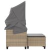 vidaXL Divano Giardino 2 Posti Baldacchino e Sgabelli Beige Polyrattan