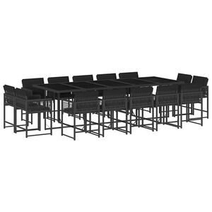 vidaXL Set da Pranzo da Giardino 15 pz con Cuscini Nero in Polyrattan