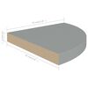 vidaXL Scaffale Angolare a Parete Grigio 35x35x3,8 cm in MDF