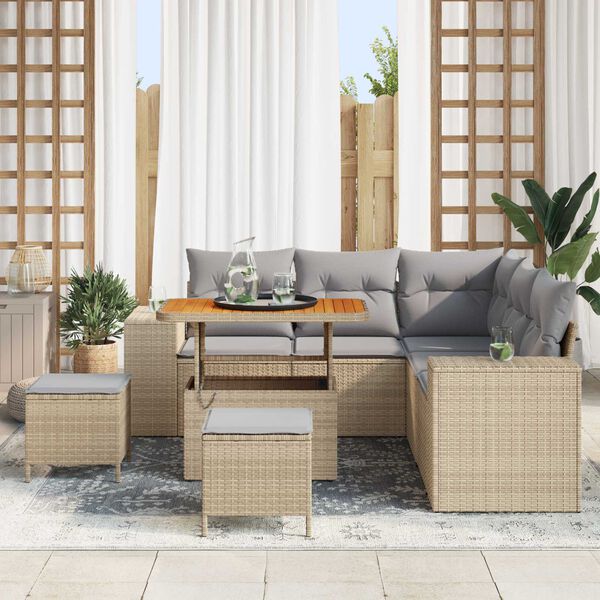 vidaXL Set Divano da Giardino con cuscino 8 pcs Beige polyrattan