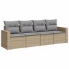 vidaXL Set Divano da Giardino 4 pz con Cuscini Beige in Polyrattan