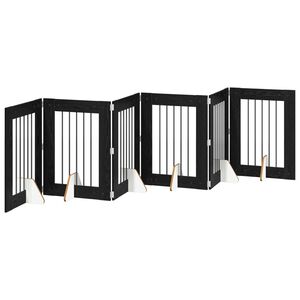vidaXL Cancello per cani pieghevole con supporti 6 pz Rovere Nero
