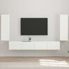 vidaXL Set di Mobiletto da TV a Parete 4 pcs Bianco Lucido