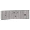 vidaXL Credenze 3 pz Grigio Sonoma in Legno Multistrato