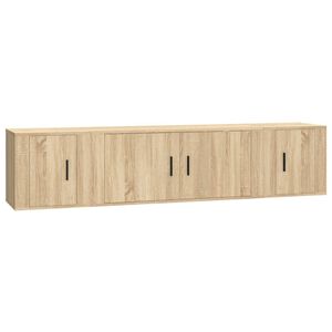 vidaXL Set di Mobili Porta TV 3 pz Rovere Sonoma in Legno Multistrato