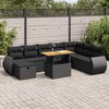 vidaXL Set Divani da Giardino 9 pz con Cuscini Nero Polyrattan Acacia