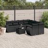vidaXL Set Divani da Giardino 9 pz con Cuscini Nero in Polyrattan
