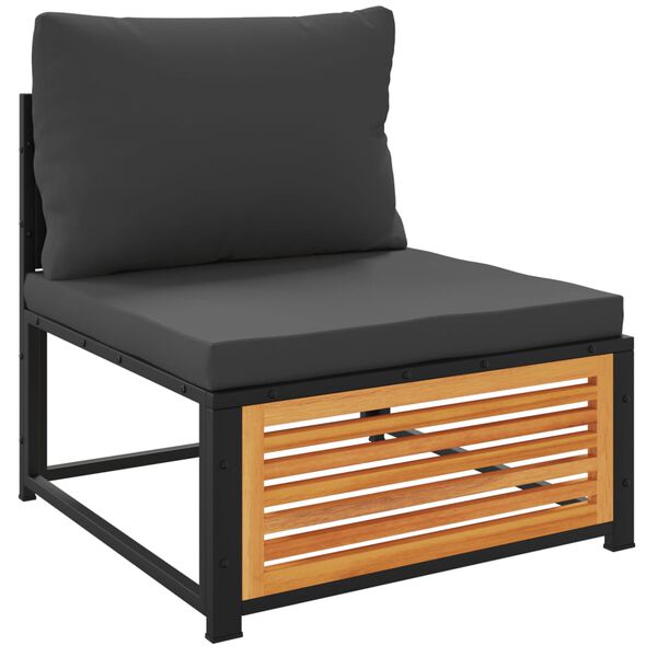 vidaXL Divano da Giardino Senza Braccioli con Cuscini Massello Acacia