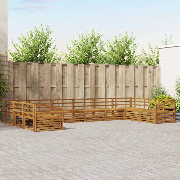 vidaXL Set divani 10 pcs Naturale Legno di Acacia Massello