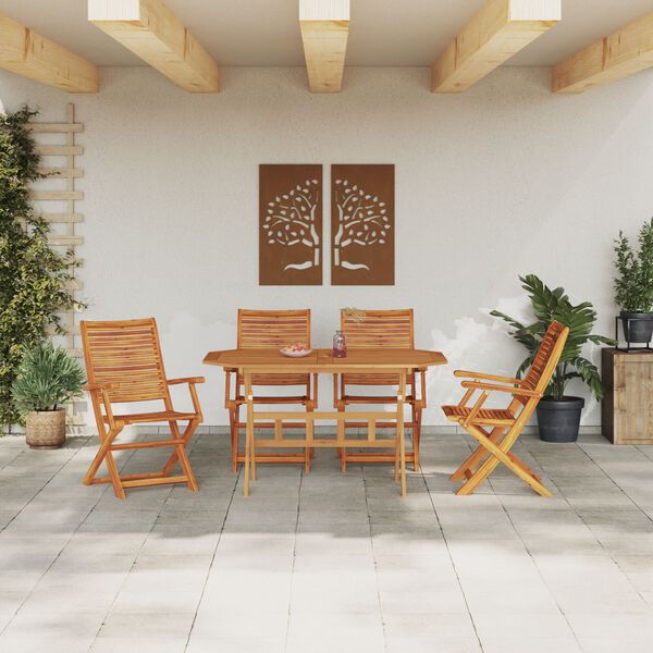 vidaXL Set da Pranzo per Giardino 5 pcs Marrone