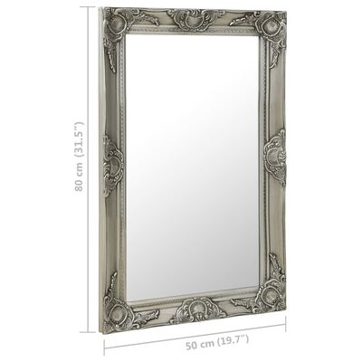 vidaXL Specchio da Parete Stile Barocco 50x80 cm Argento