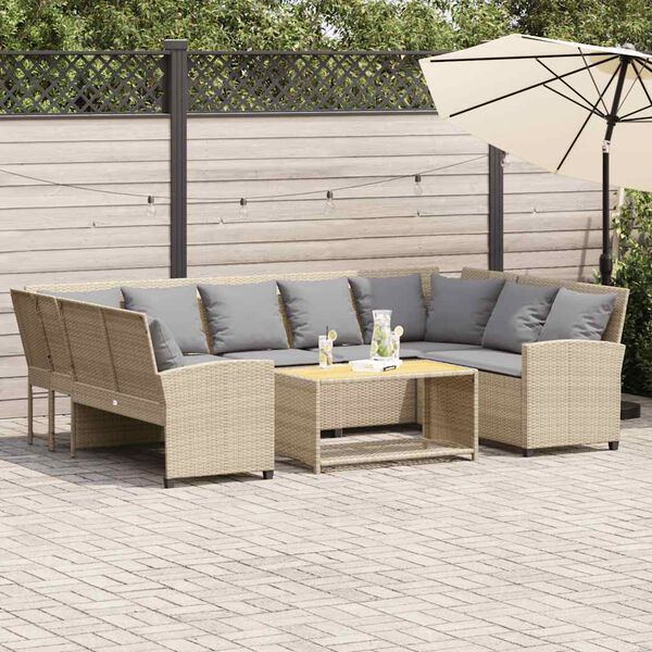 vidaXL Divano da Giardino con Cuscini in Polyrattan Beige