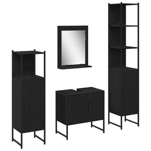 vidaXL Set di mobili per il bagno 4 pz Nero 33 x 33 x 185,5 cm