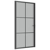 vidaXL Porta Interna 102,5x201,5 cm Nero Opaco in Vetro e Alluminio