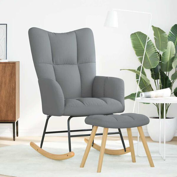 vidaXL Poltrona a Dondolo con Poggiapiedi Grigio chiaro in Tessuto