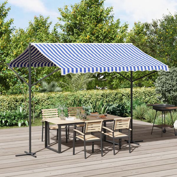 vidaXL Tenda da Sole Blu e Bianca 300x300 cm in Tessuto e Acciaio
