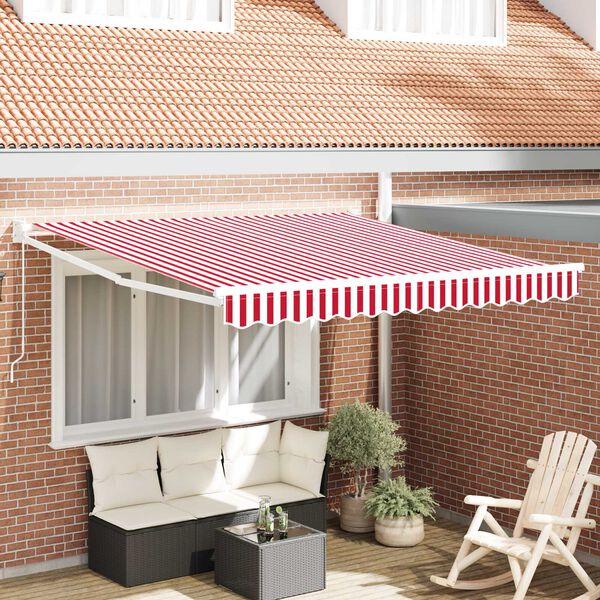 vidaXL Tenda Retrattile Rosso e bianco 350 x 250 cm Tessuto