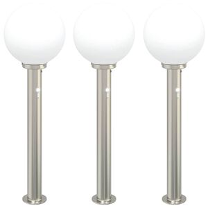 vidaXL Lampioni a dissuasore con sensore 3 pz 80 cm Acciaio Inox IP44