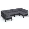 vidaXL Set Divani da Giardino 6 pz con Cuscini Neri in Legno di Pino