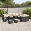 vidaXL Set Divano da Giardino 14 pcs Nero e Crema polyrattan