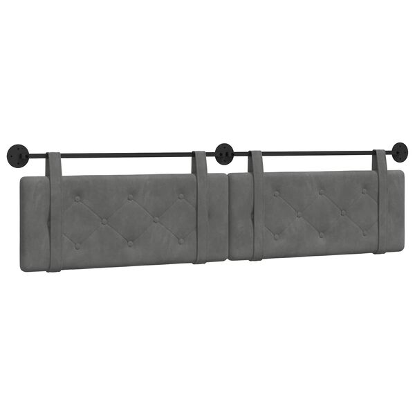 vidaXL Testata appesa Grigio scuro 210 x 55 x 5 cm Velluto