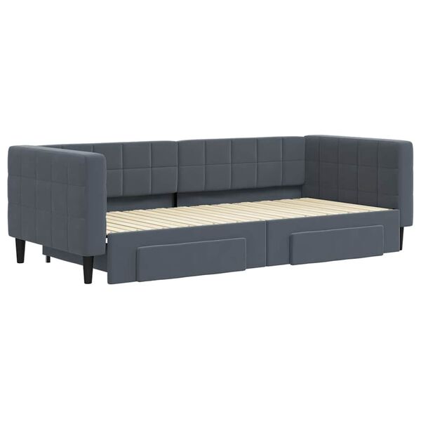 vidaXL Divano Letto Estraibile Cassetti Grigio Scuro 90x200cm Velluto