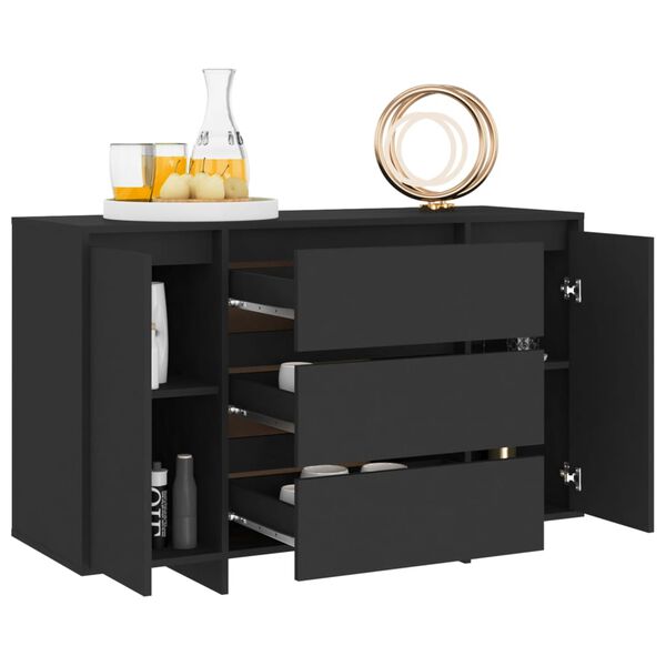 vidaXL Credenza con 3 Cassetti Nera 120x41x75 cm in Truciolato