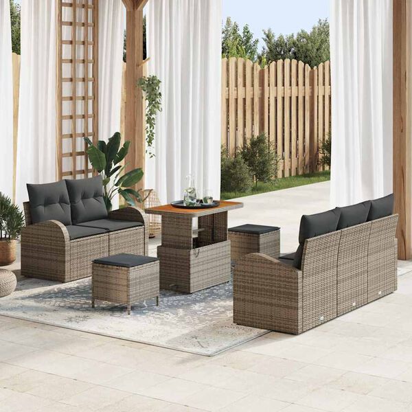 vidaXL Set Divano da Giardino con cuscino con cuscino 8 pcs Grigio